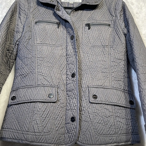 Kenneth Cole New York Grey Quilted Womens Casual Career Small Silver Jacket Coat - Picture 3 of 9